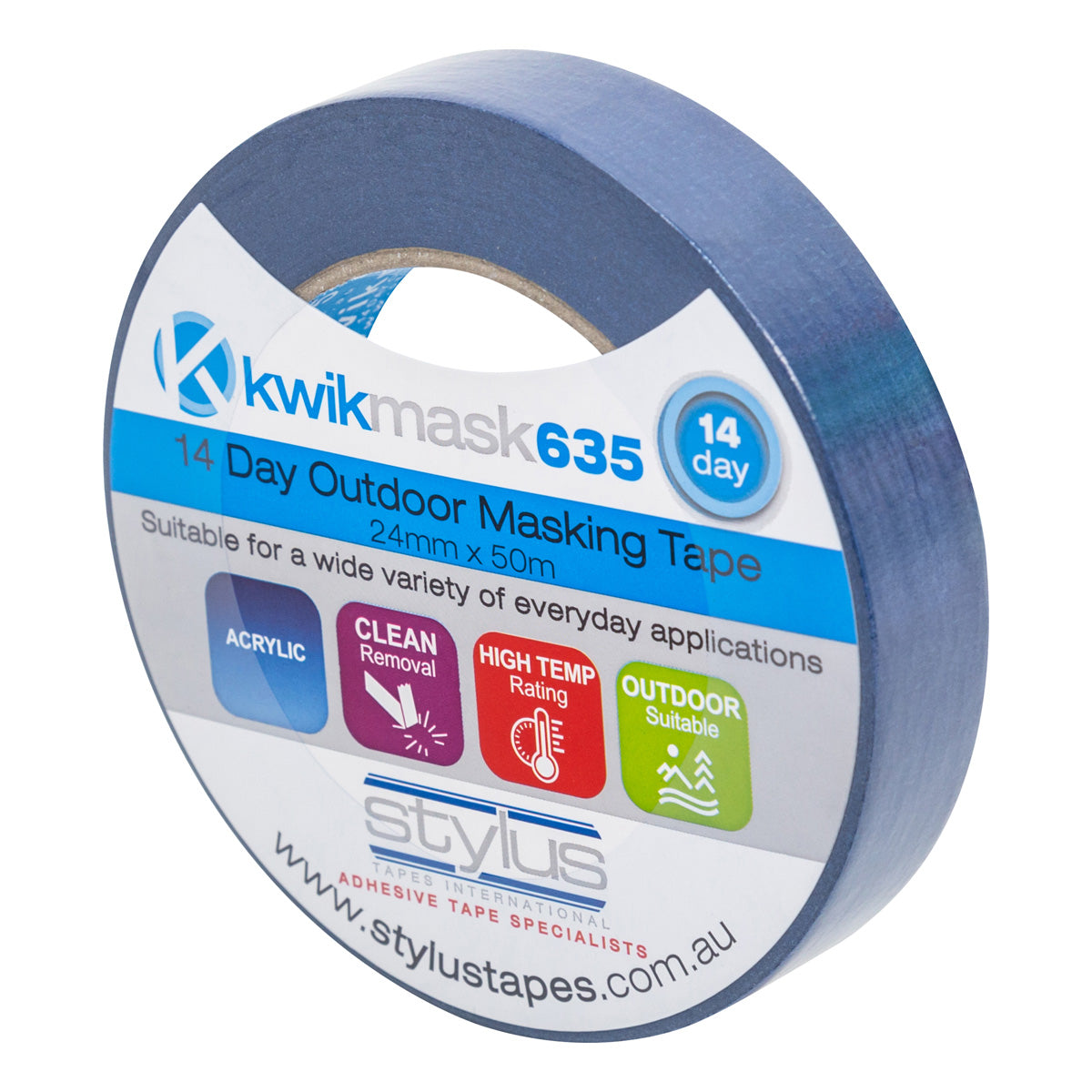 Kwikmask 635 Blue Outdoor Masking Tape - 24mm x 50m