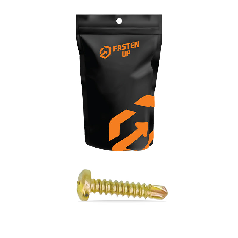 6G x 12mm Panhead Metal Tek Gold Zinc - Pack 100