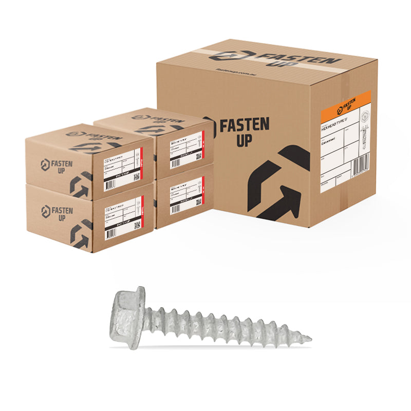 12g x 30mm Hex Head Type 17 Self Drill Wood Screws Galvanised Carton 1000