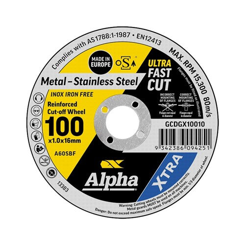 Alpha Cutting Disc XTRA 100 x 1.0mm - Each
