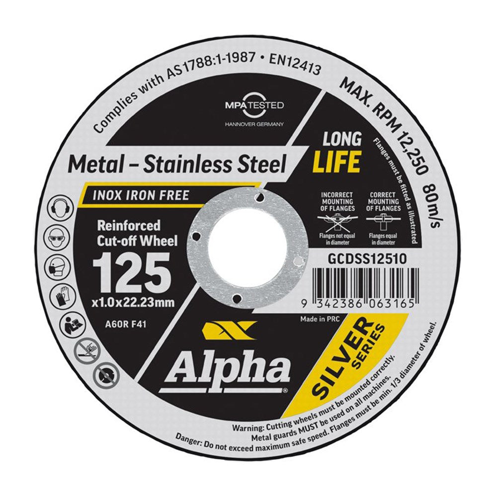Alpha x Bolle SLAB | 125x1.0mm Silver Series Cutting Disc x100 | Bonus Bolle Safety Glasses