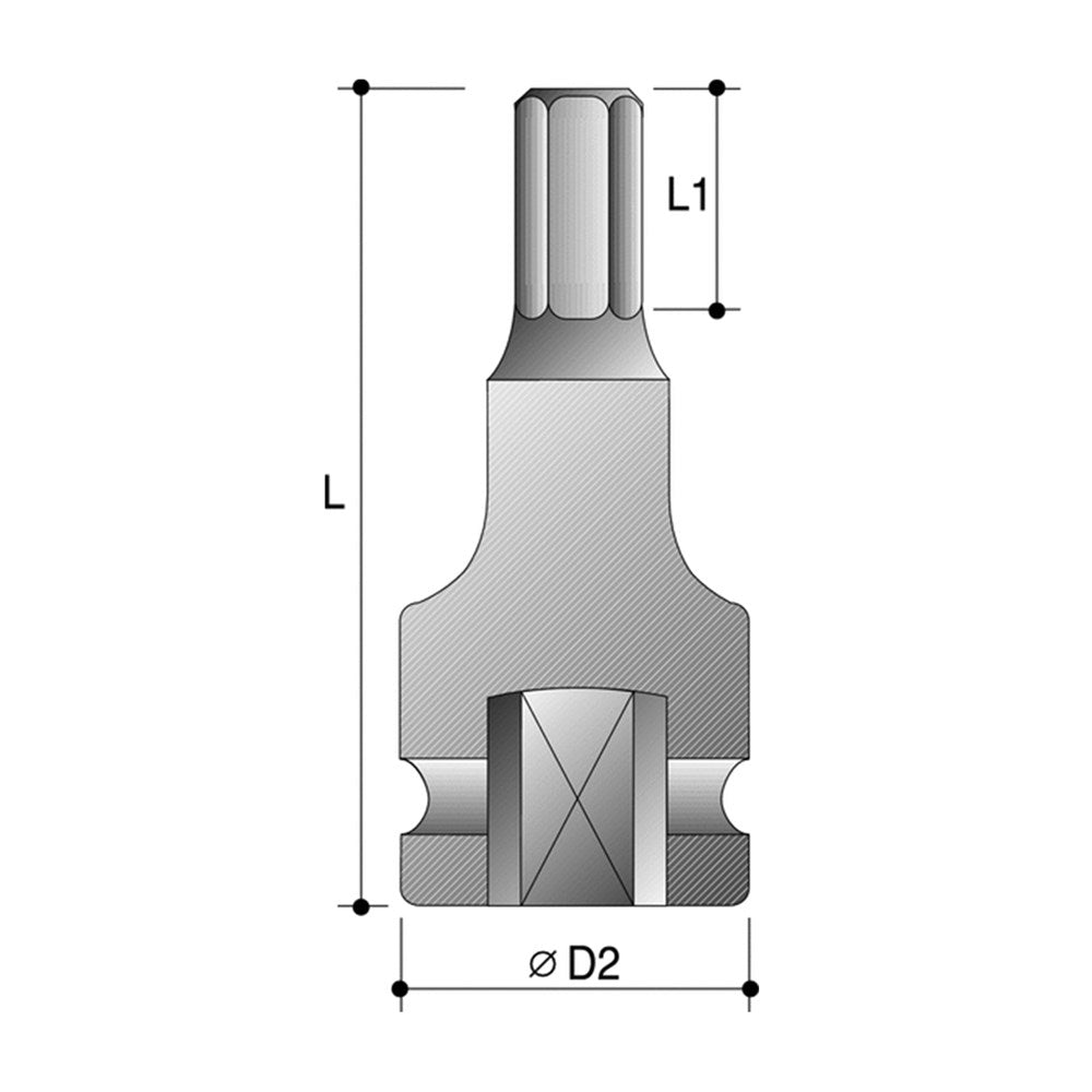 12mm 1/2" Drive Metric 75mm Impact Hex Driver