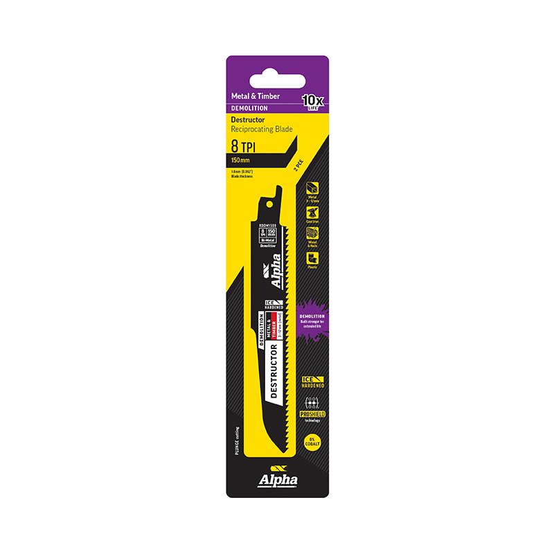 Destructor Demolition - Metal and Timber - 150mm Recip Blade - 2 pack