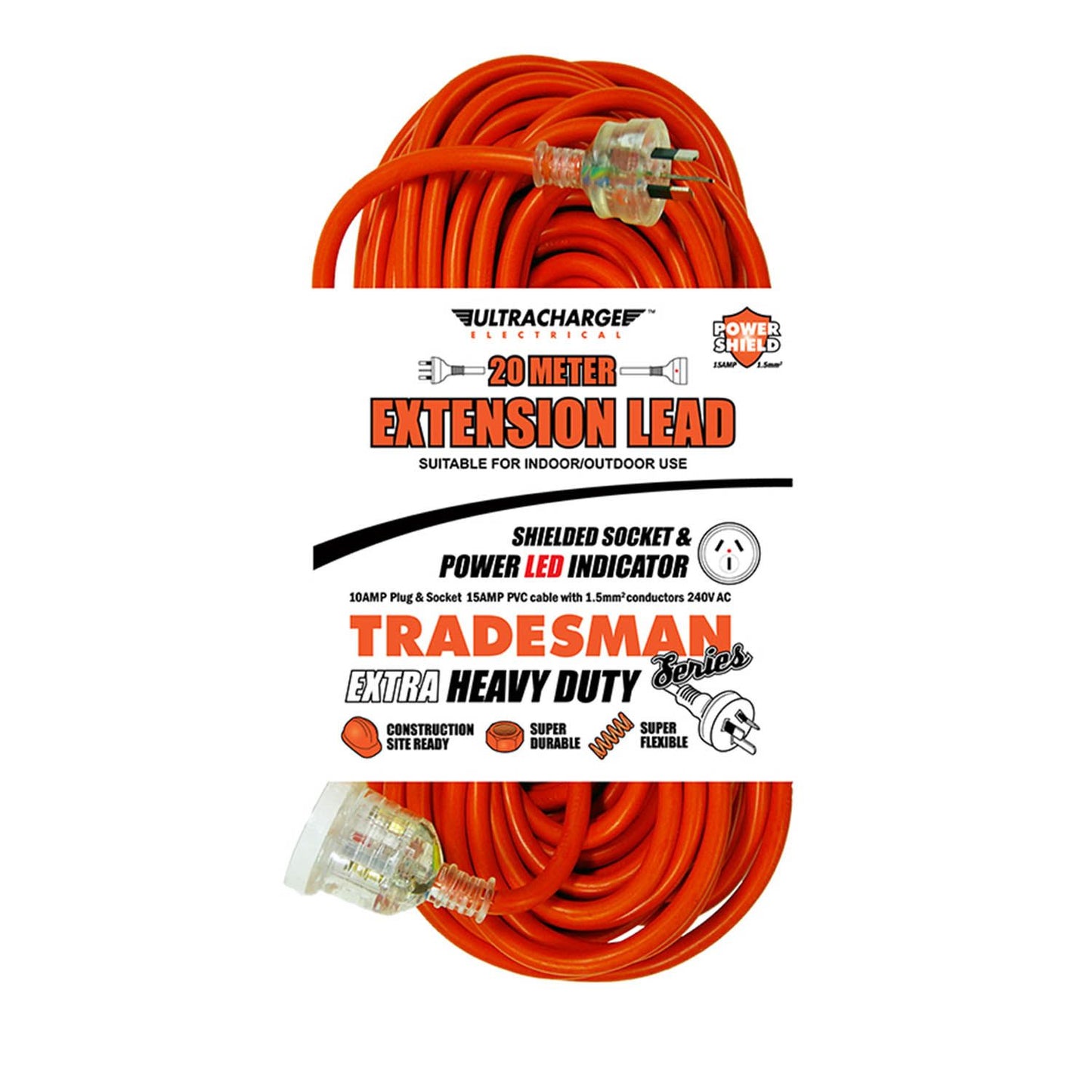 Ultracharge ™ Tradesman 10 Amp Extra Heavy Duty Extension Lead - 20 Meters