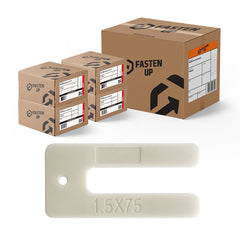 Plastic Window Packer - Horseshoe - 75 x 1.5mm - White - Box 800