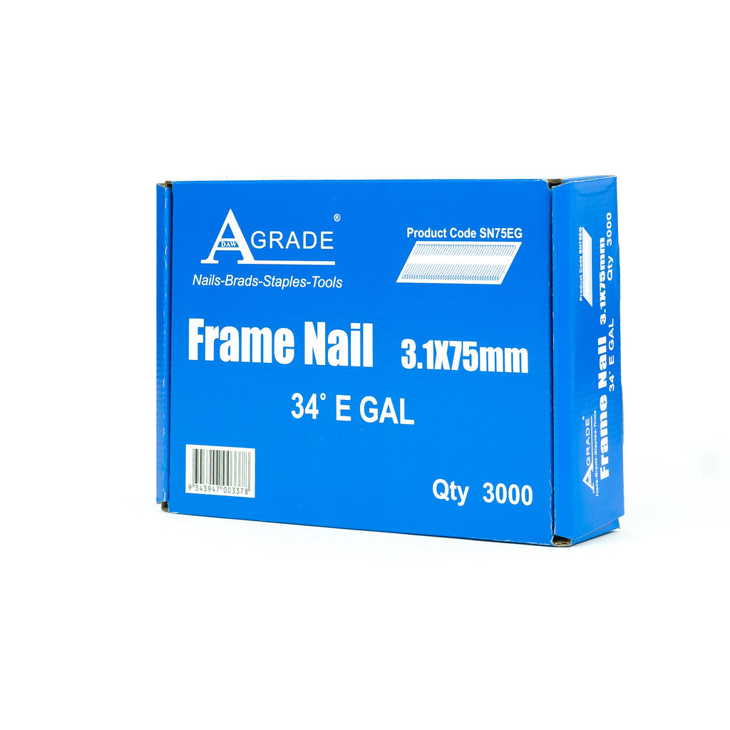 Framing Nails 34° x 75mm Electro Galvanised [3000]