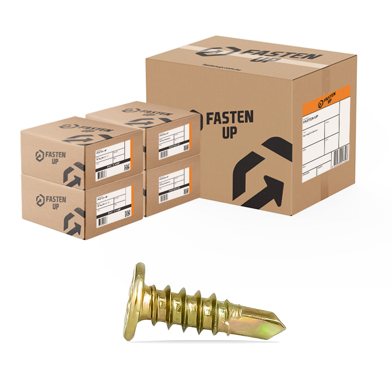 10G x 16mm Flat Head Metal Tek Zinc - Carton 8000