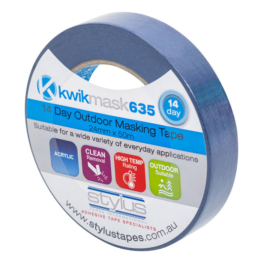 Kwikmask 635 Blue Outdoor Masking Tape - 24mm x 50m