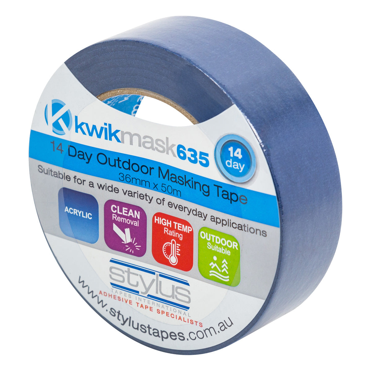 Kwikmask 635 Blue Outdoor Masking Tape - 36mm x 50m