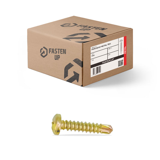 6G x 12mm Panhead Metal Tek Gold Zinc - Box 500