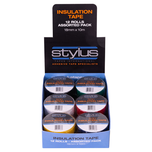 Stylus 500 Electrical Insulation Tape – Multi Purpose Assorted 12-Roll Pack