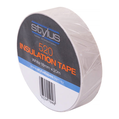 Stylus 520 Electrical Insulation - White Tape - 18mm x 20m