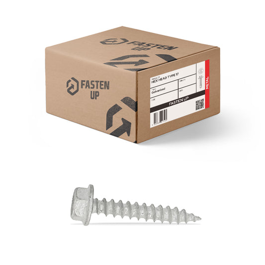 12g x 40mm Hex Head Type 17 Self Drill Wood Screws Galvanised Box 250