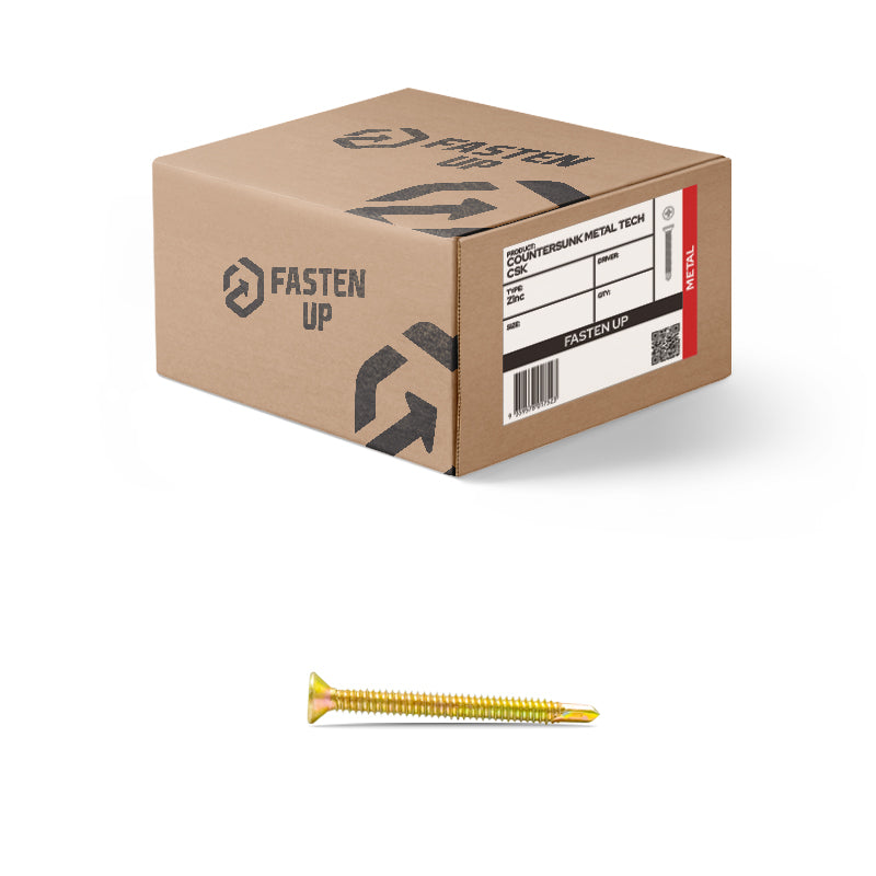 10G x 65mm Metal Tek CSK Zinc Plate -  Box 500