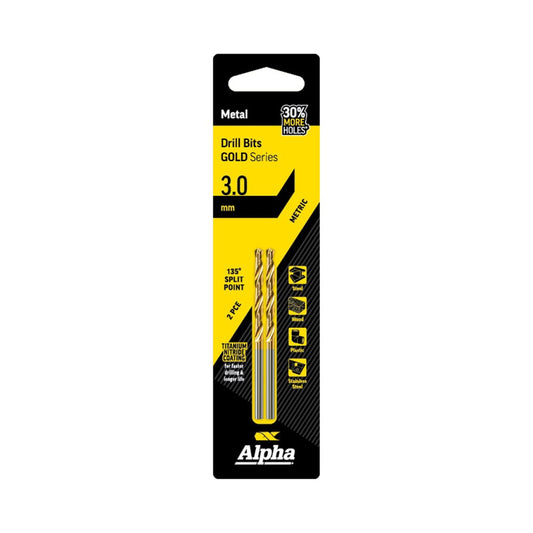 Alpha 3mm Jobber Drill Bit  2pk - Gold Series