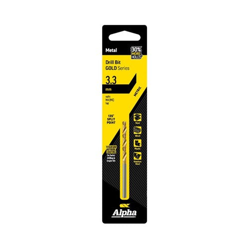 Alpha 3.3mm Jobber Drill Suits MC4 Tap - Gold Series