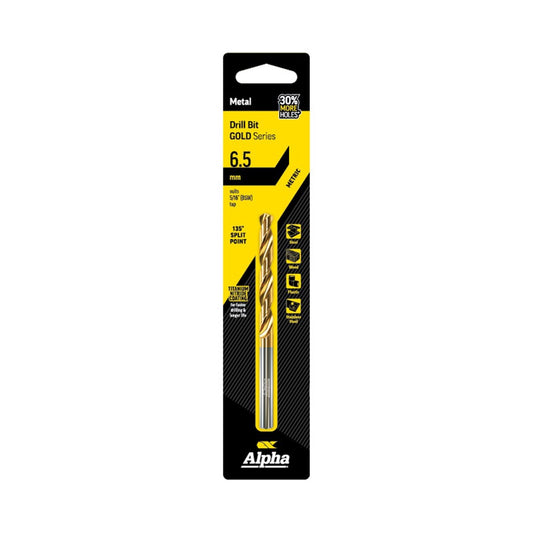 Alpha 6.5mm Jobber Drill Bit  - Gold Series