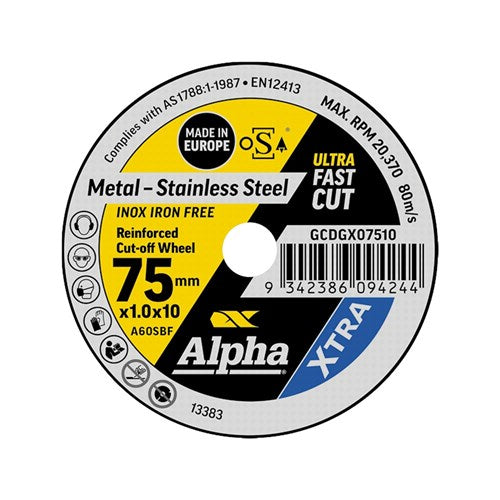 Alpha Cutting Disc XTRA 75 x 1.0mm - Pack 10