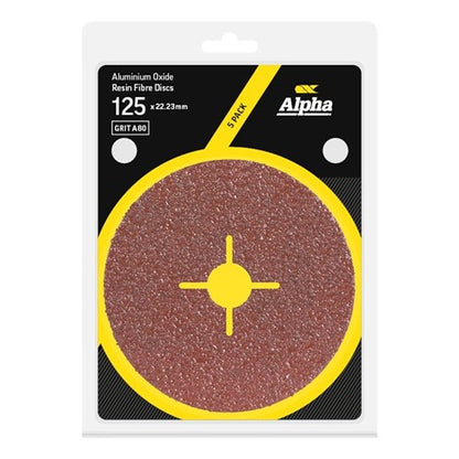 Alpha Resin Fibre Disc 125mm A80 Grit AIOx - Pack 5