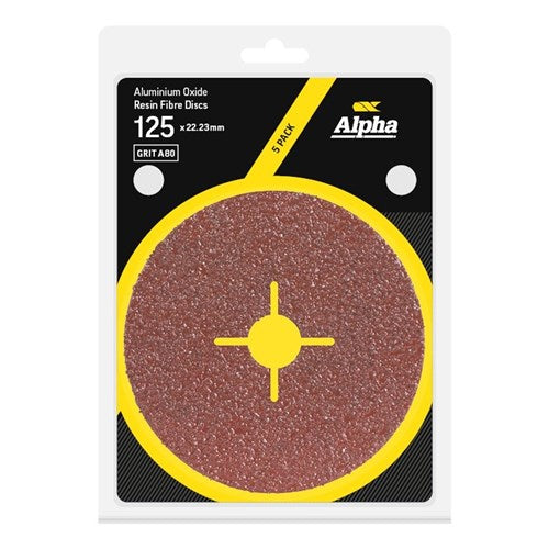Alpha Resin Fibre Disc 125mm A80 Grit AIOx - Pack 5