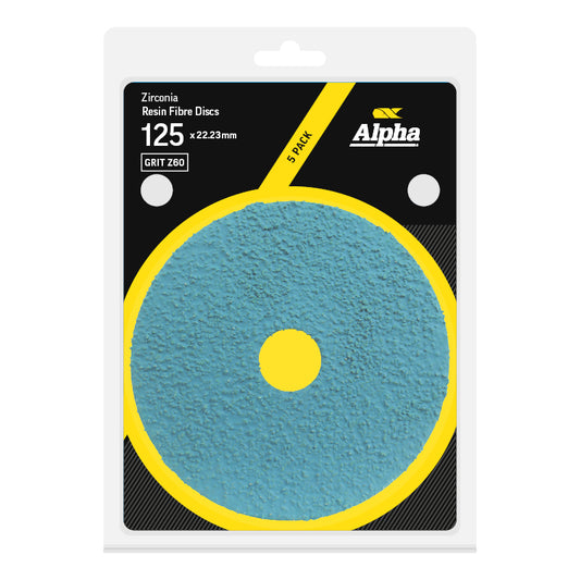 Alpha Resin Fibre Disc 125mm Z60 Grit Zirconia - Pack 5