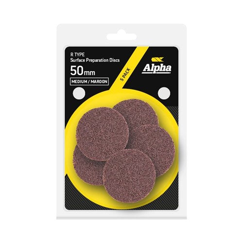 Alpha R Type Surface Prep Disc 50mm Medium / Maroon Carded - Pack 5