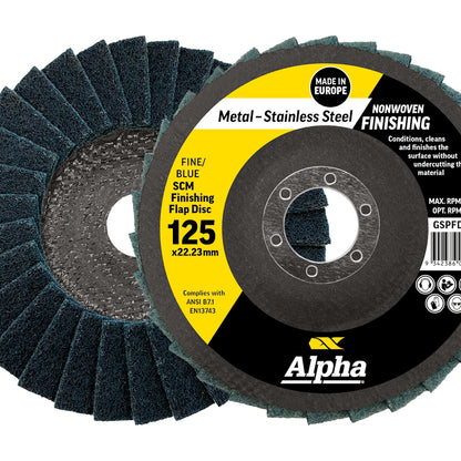 Alpha Flap Disc Surface Finishing 125mm Fine Blue SCM - Each