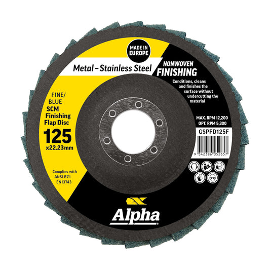 Alpha Flap Disc Surface Finishing 125mm Fine Blue SCM - Each