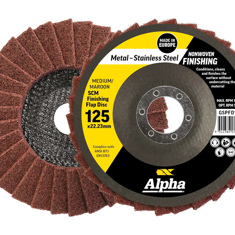 Alpha Flap Disc Surface Finishing 125mm Medium Maroon SCM- Each