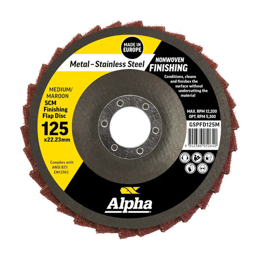 Alpha Flap Disc Surface Finishing 125mm Medium Maroon SCM- Each