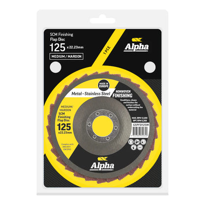 Alpha Flap Disc Surface Finishing 125mm Medium Maroon SCM- Each