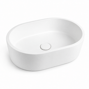 Concrete Basin 400 x 280 x 120mm Oval - Matte White - Pop Up Waste Included