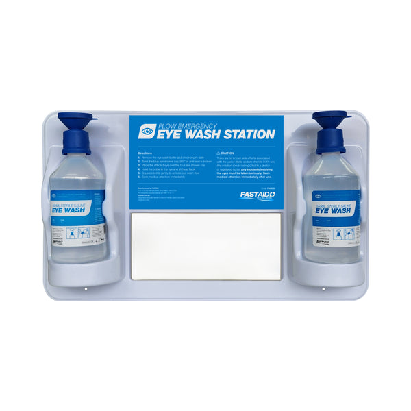 FastAid Flow Emergency Eye Wash Station, Plastic Wall Mount