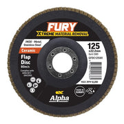 Alpha Fury Ceramic Flap Disc 125mm C80 Grit - Each