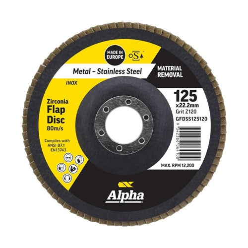 Alpha Flap Disc 125mm Z120 Grit Zirconia - Each