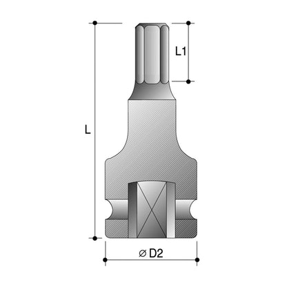 12mm 1/2" Drive Metric 75mm Impact Hex Driver