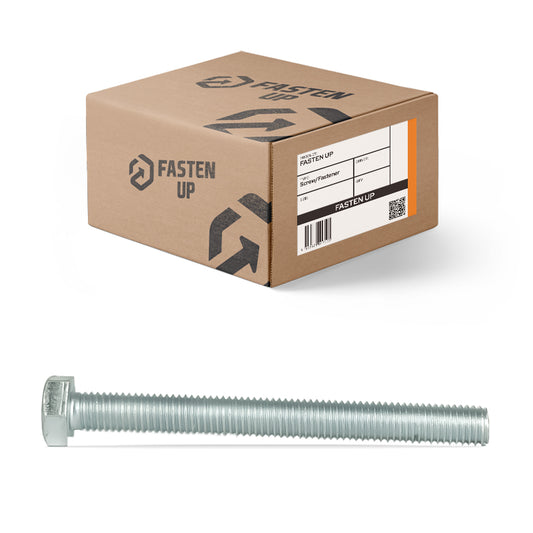 M8 x 100mm Hex Bolts Full Thread Zinc - Box 50