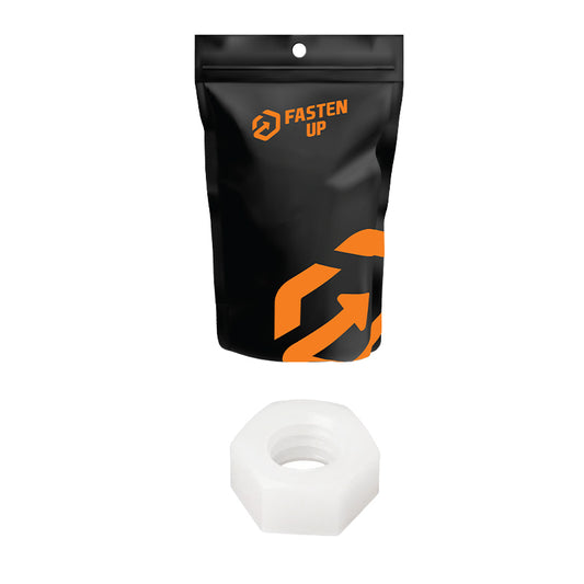 M8 Hex Nuts White Nylon - Pack 100