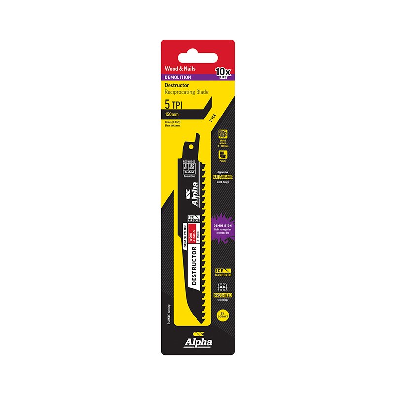 Destructor Demolition - Timber and Nails - 150mm Recip Blade - 2 pack