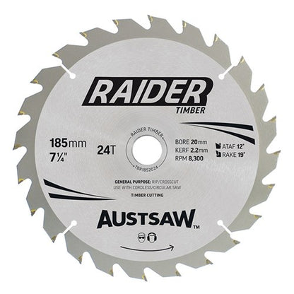 Raider Timber Blade 185mm x 20/16 Bore x 24 T