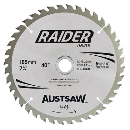 Raider Timber Blade 185mm x 20/16 Bore x 40 T