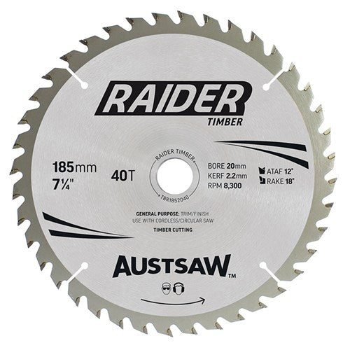 Raider Timber Blade 185mm x 20/16 Bore x 40 T