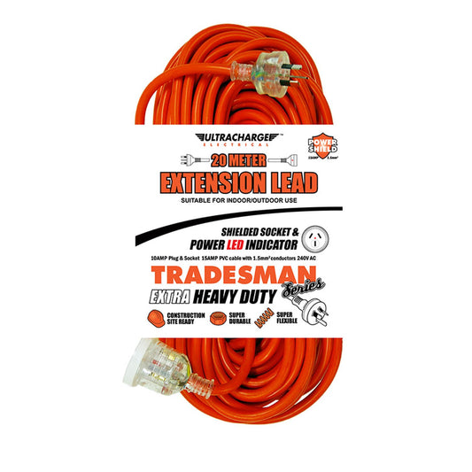 Ultracharge ™ Tradesman 10 Amp Extra Heavy Duty Extension Lead - 20 Meters