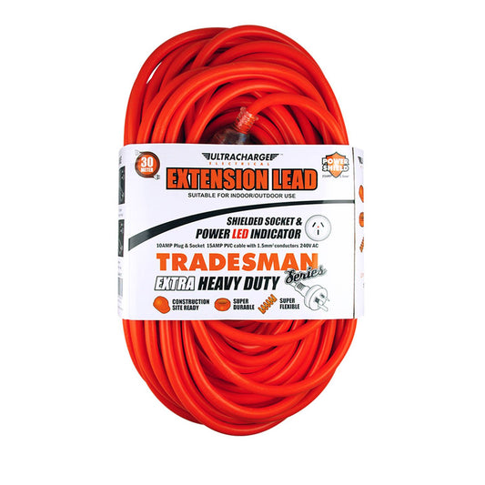 Ultracharge ™ Tradesman 10 Amp Extra Heavy Duty Extension Lead - 30 Meters