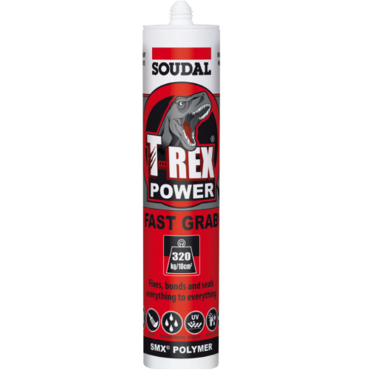 Soudal T-Rex Power Fast Grab Adhesive Seal Jet Black 290ml
