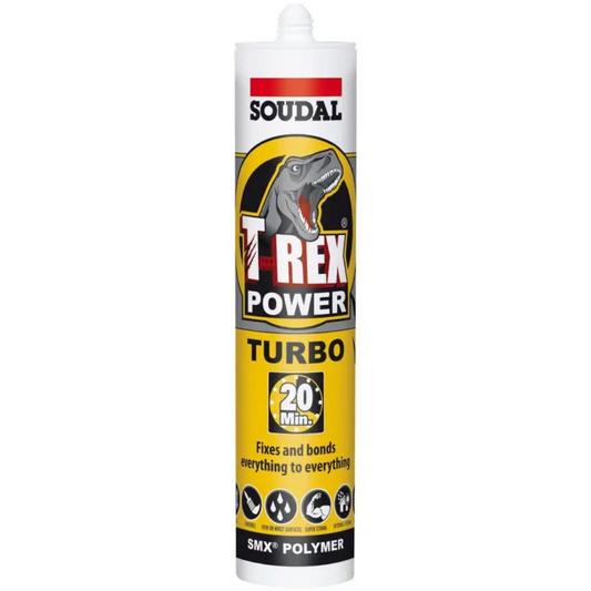 Soudal T-Rex Power Turbo Adhesive Seal Bright White 290ml