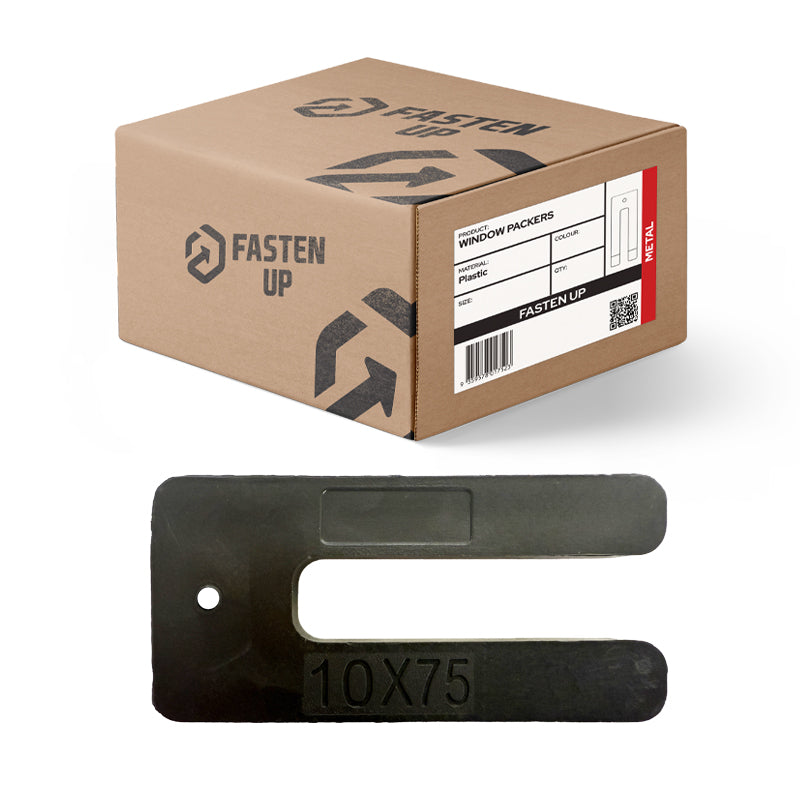 Plastic Window Packer - Horseshoe - 75 x 10mm - Black - Pack 100