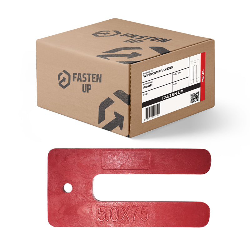 Plastic Window Packer - Horseshoe - 75 x 5mm - Red - Pack 100