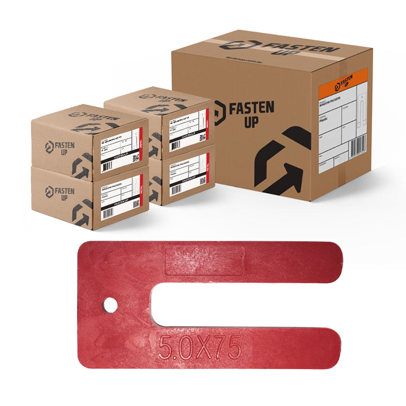 Plastic Window Packer - Horseshoe - 75 x 5mm - Red - Box 400