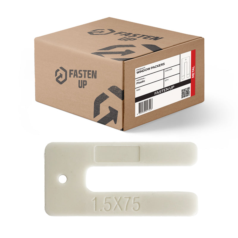 Plastic Window Packer - Horseshoe - 75 x 1.5mm - White - Pack 200